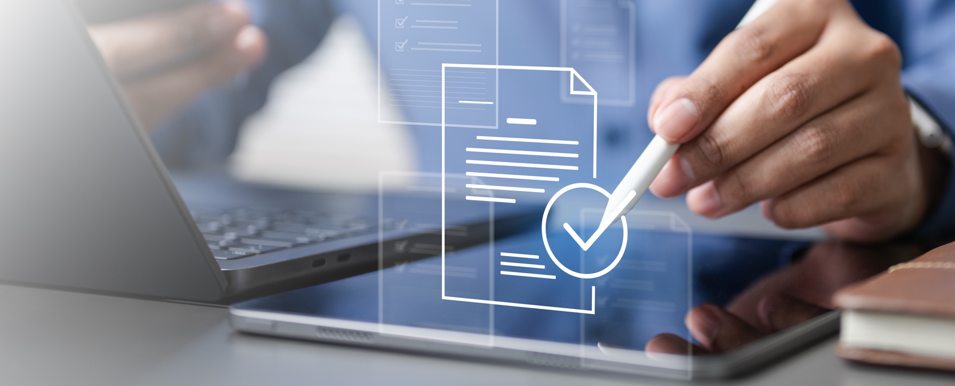 Person,Using,Digital,Tablet,With,Document,Icons,,Representing,Tax,Receipts,